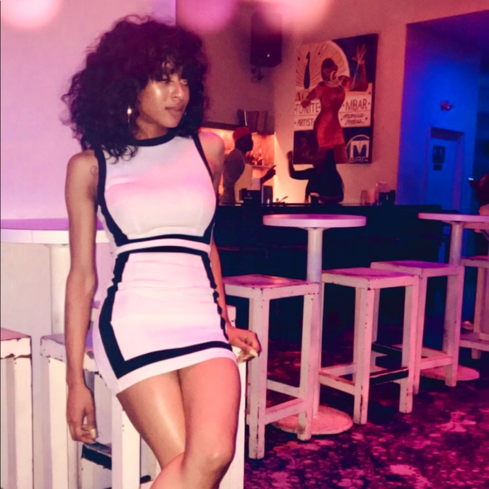 Black and white mini dress
